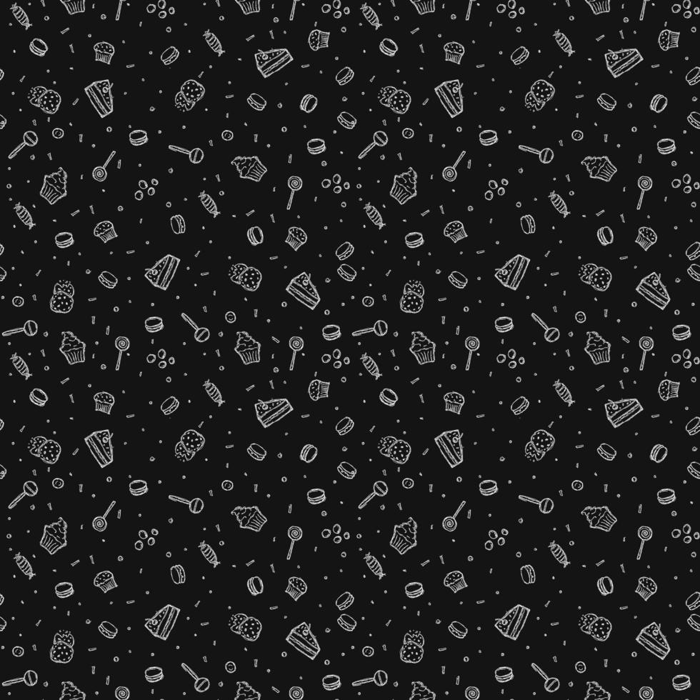 Seamless candy pattern. Sweets and candy background. Doodle vector illustration with sweets and candy icons