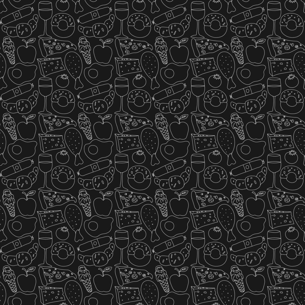 Seamless food pattern. Doodle food background. Food illustration vector