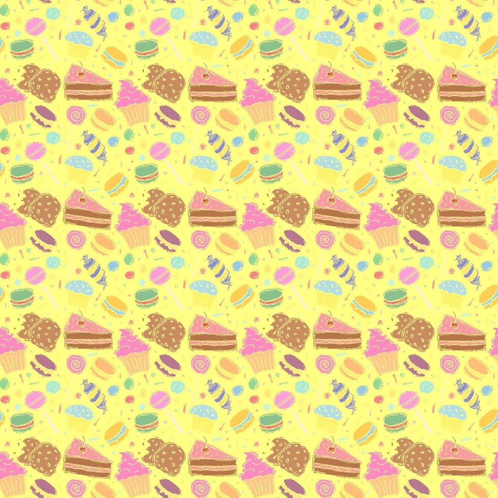 Seamless candy pattern. Sweets and candy background. Doodle vector illustration with sweets and candy icons