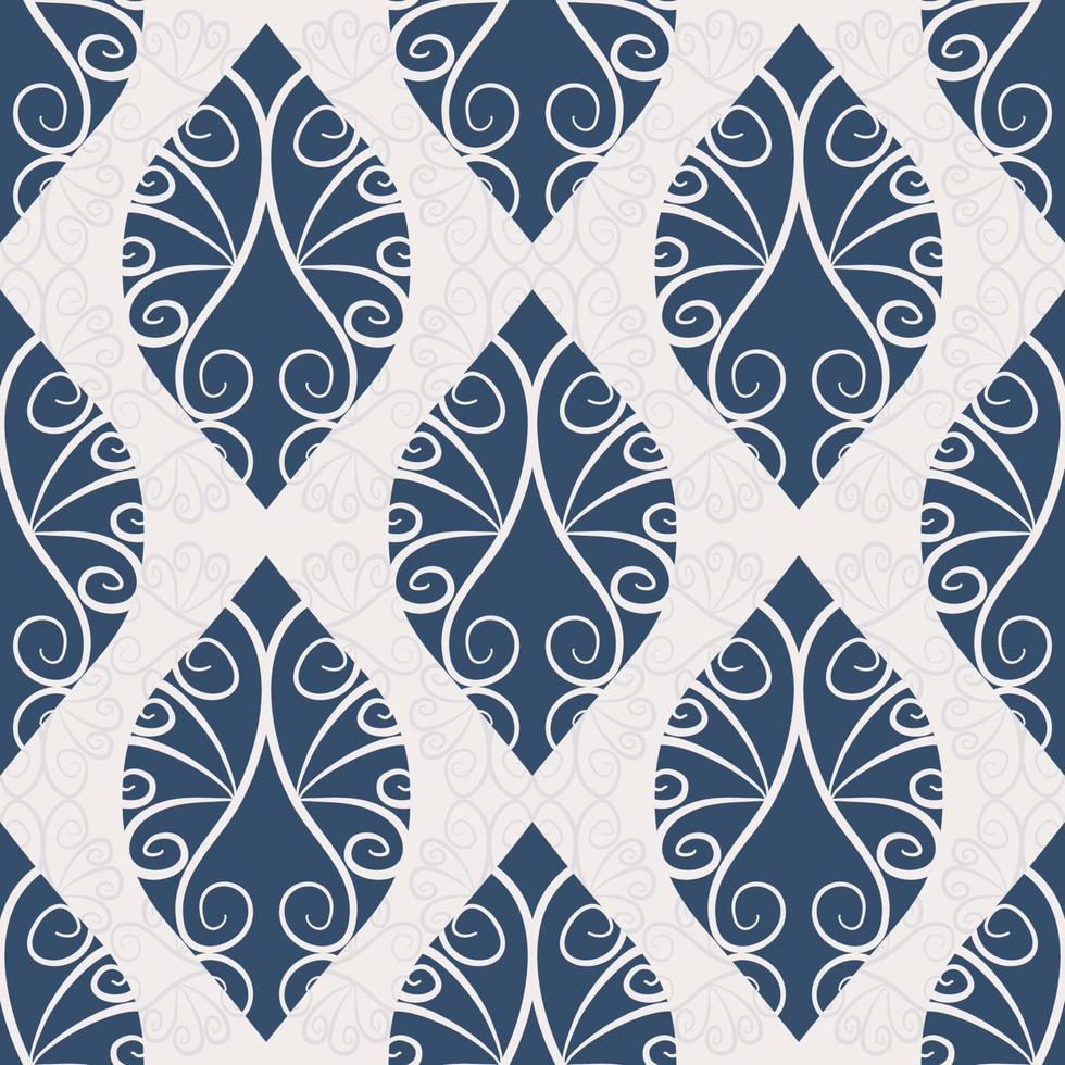 Abstract ethnic floral blue color drawing shape seamless pattern with texture background. Use for fabric, textile, interior decoration elements, upholstery, wrapping. vector