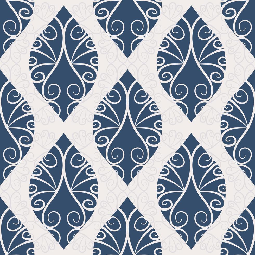 Abstract ethnic floral blue color drawing shape seamless pattern with texture background. Use for fabric, textile, interior decoration elements, upholstery, wrapping. vector