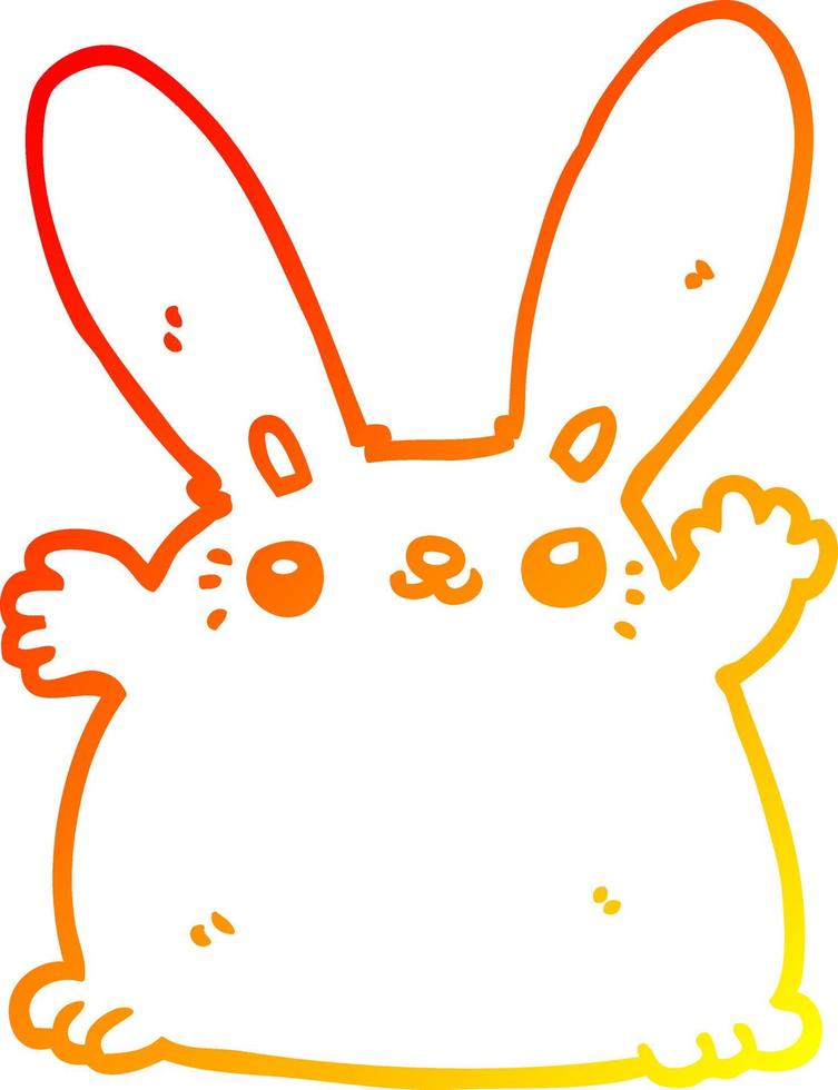 warm gradient line drawing cartoon rabbit vector