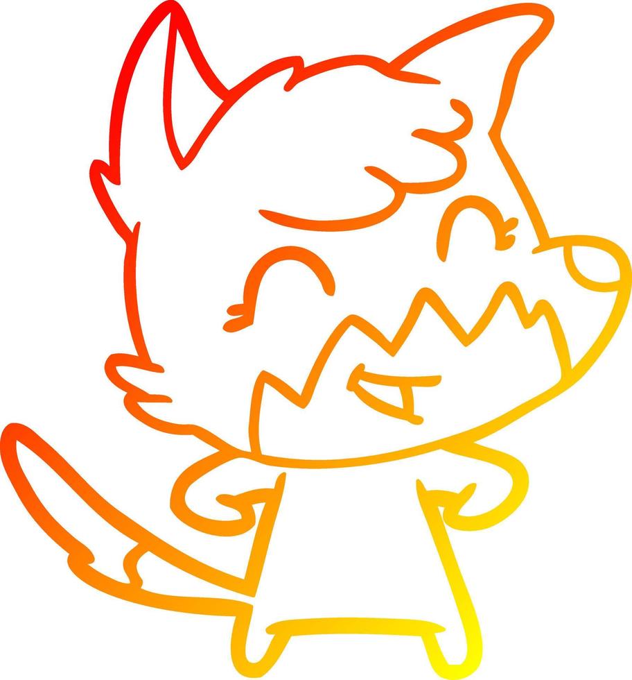 warm gradient line drawing happy cartoon fox vector
