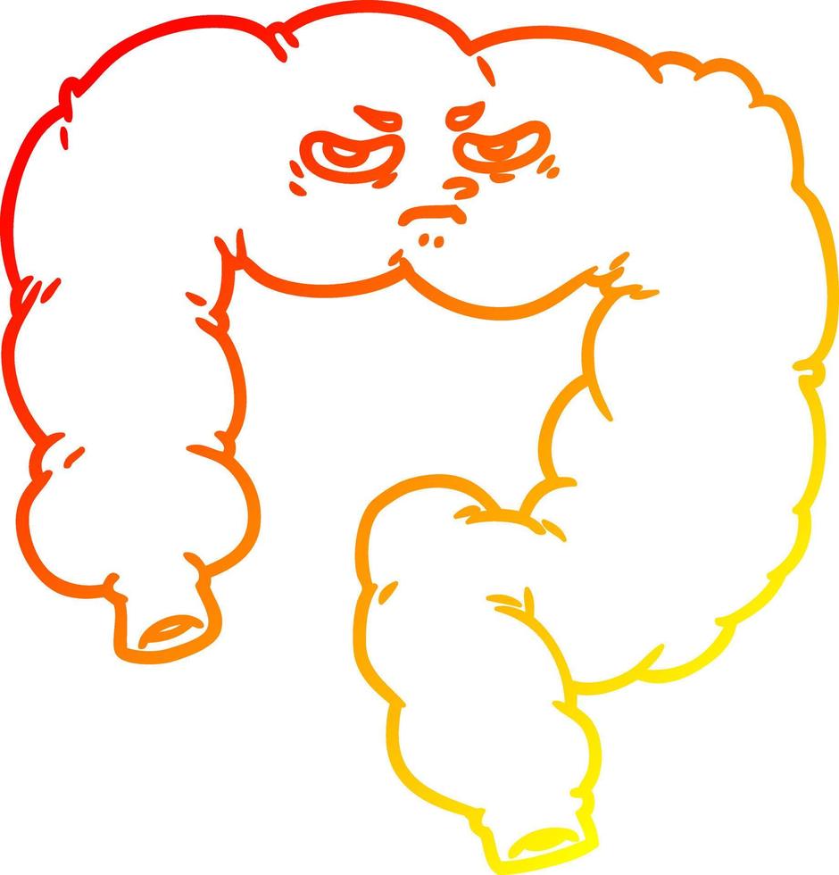 warm gradient line drawing cartoon angry colon vector