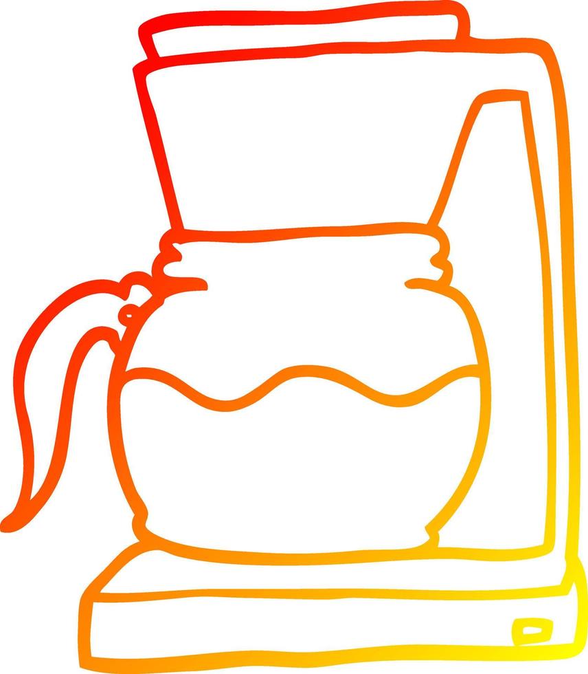 warm gradient line drawing cartoon coffee filter machine vector