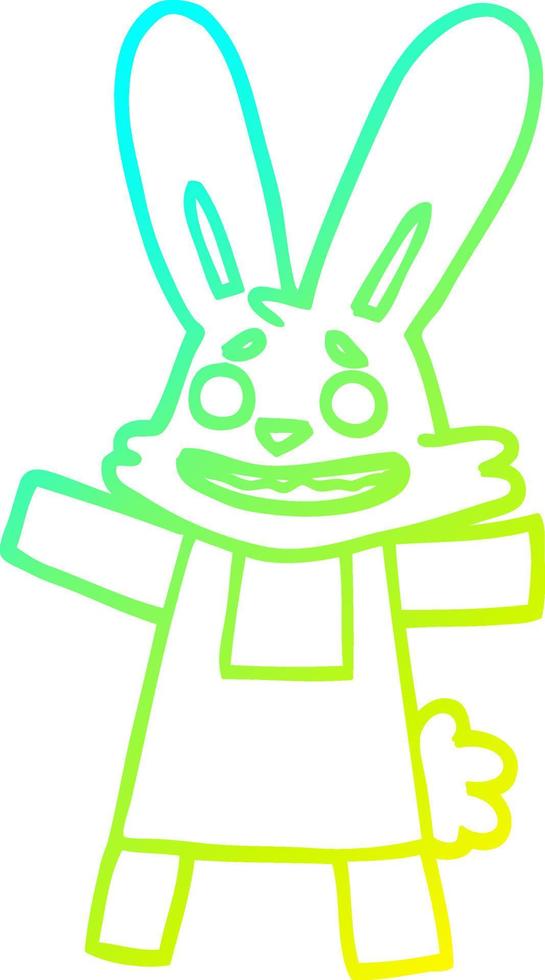 cold gradient line drawing cartoon smiling rabbit vector
