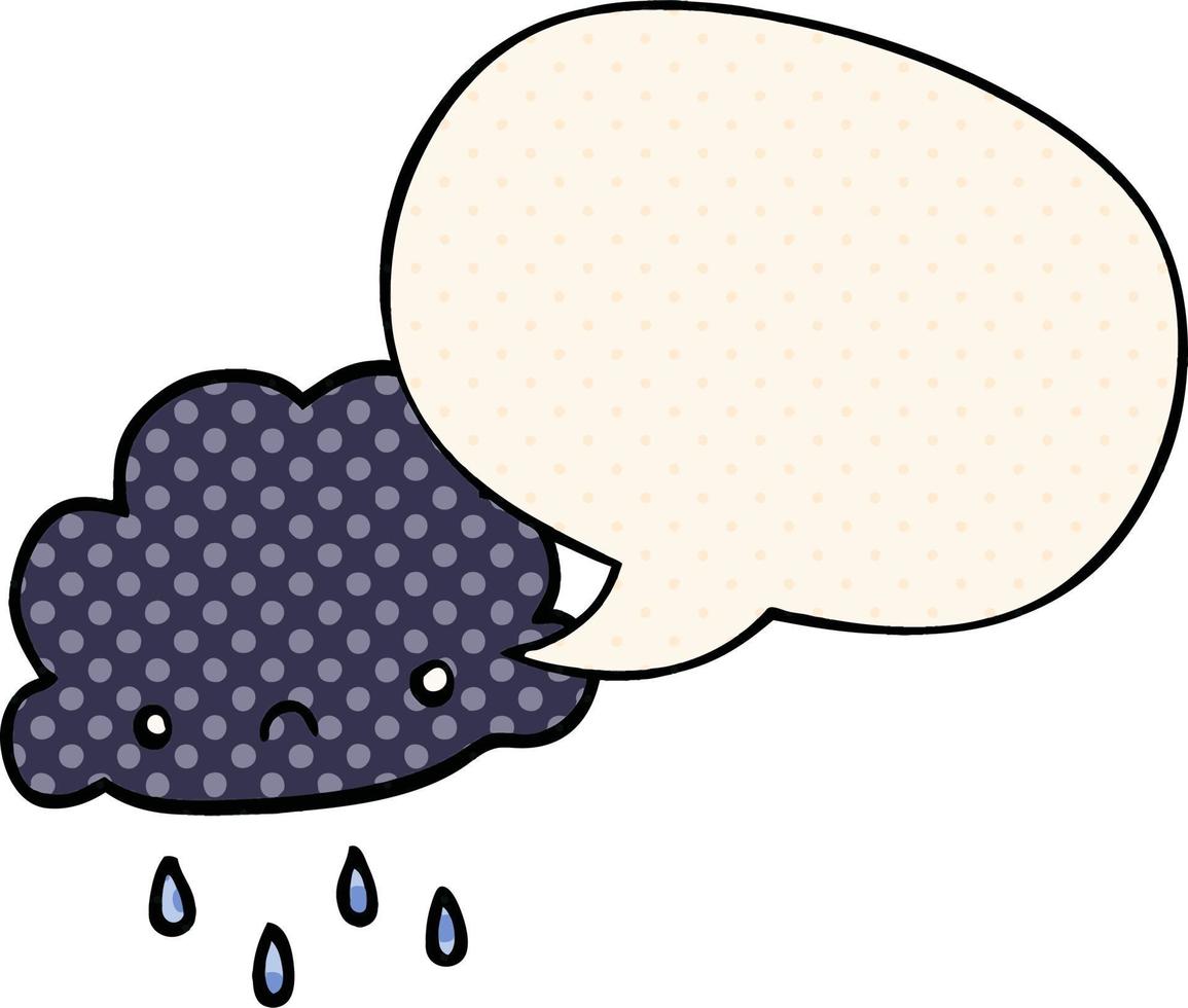 cartoon storm cloud and speech bubble in comic book style vector