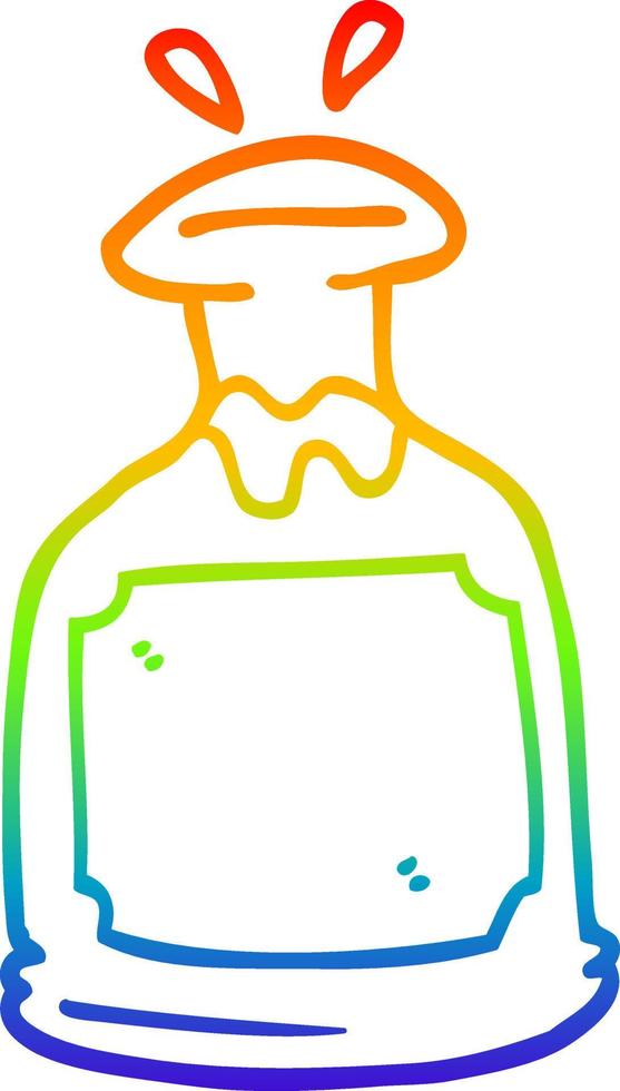 decantador de whisky de dibujos animados de dibujo de línea de gradiente de arco iris vector