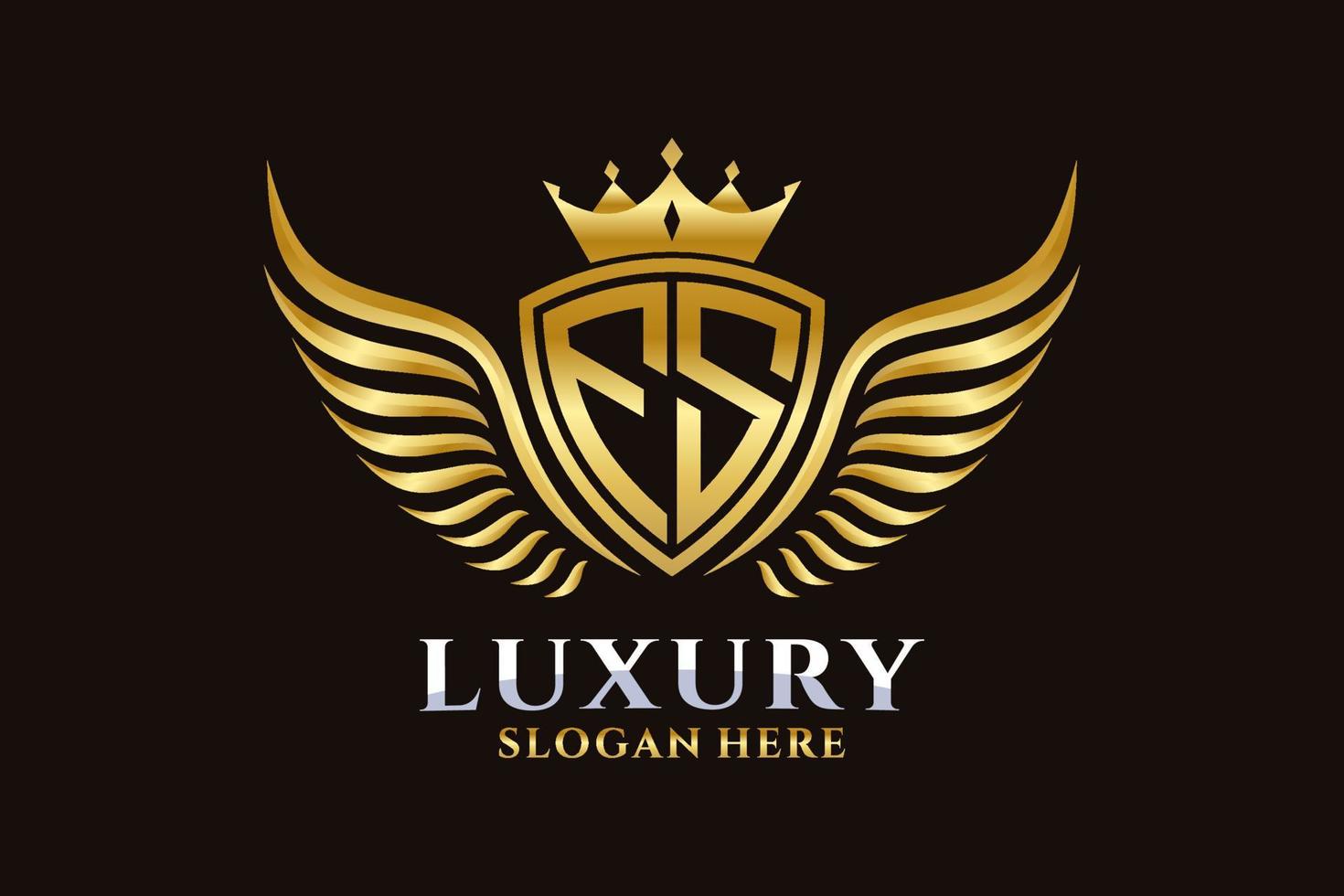 Luxury royal wing Letter FS crest Gold color Logo vector, Victory logo, crest logo, wing logo, vector logo template.