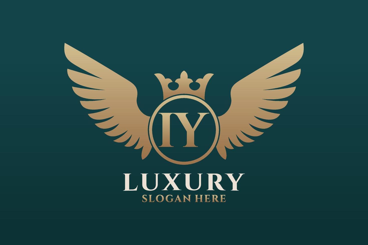 Luxury royal wing Letter IY crest Gold color Logo vector, Victory logo, crest logo, wing logo, vector logo template.