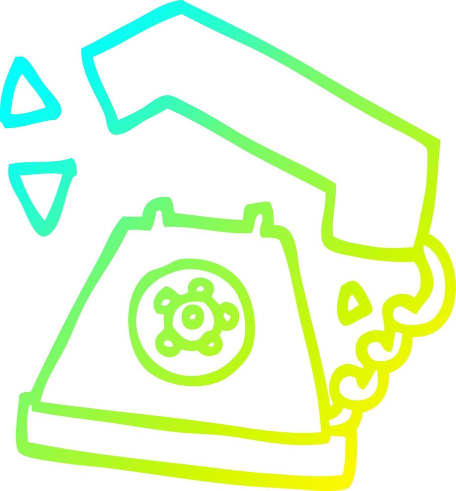 cold gradient line drawing cartoon retro telephone vector