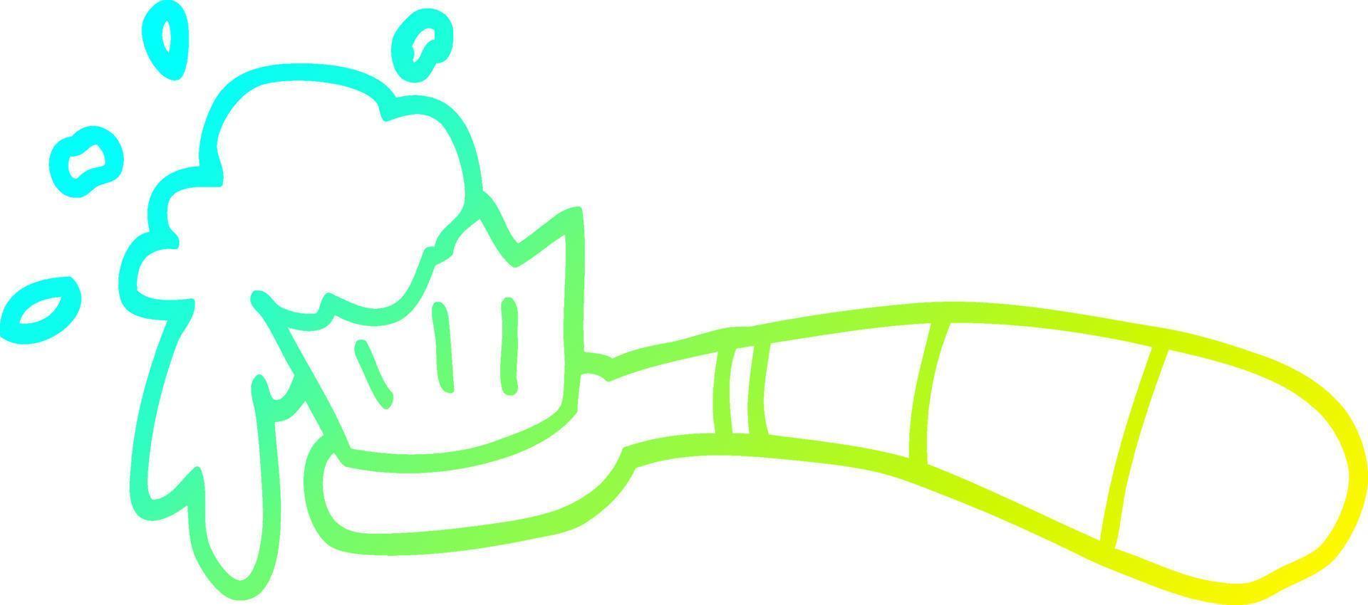 cold gradient line drawing cartoon toothbrush and tooth paste vector