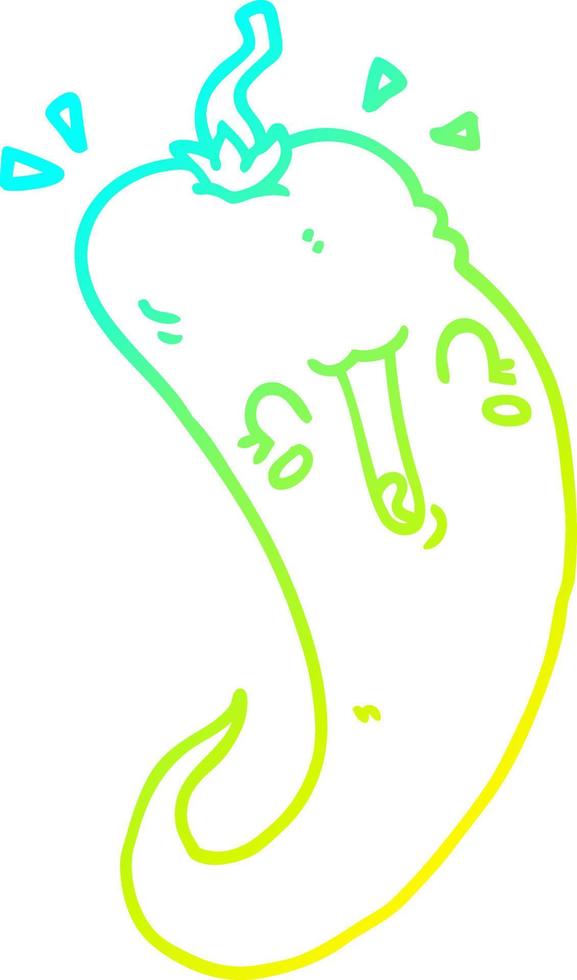 cold gradient line drawing cartoon chili pepper vector