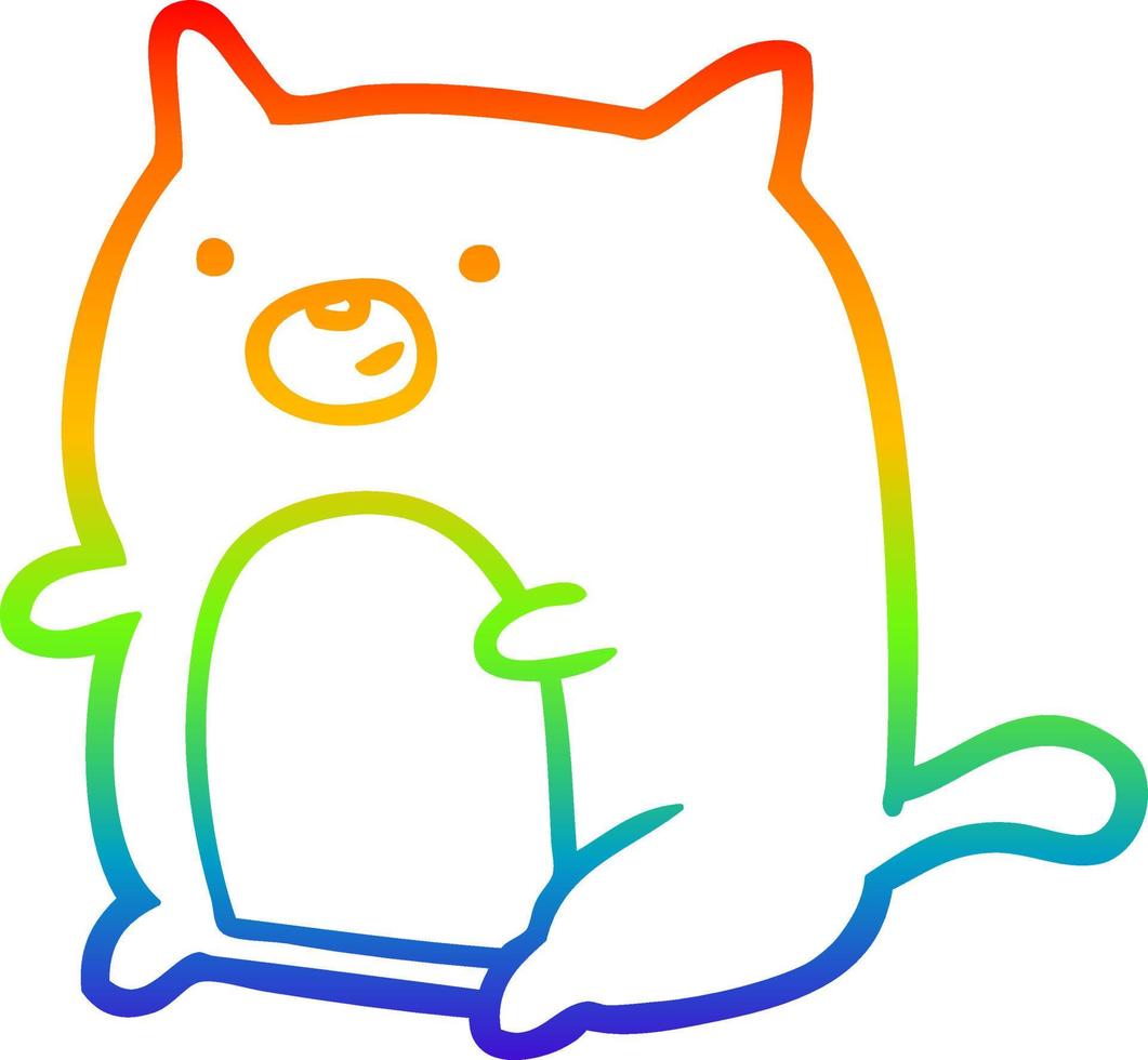 rainbow gradient line drawing Cartoon cat vector