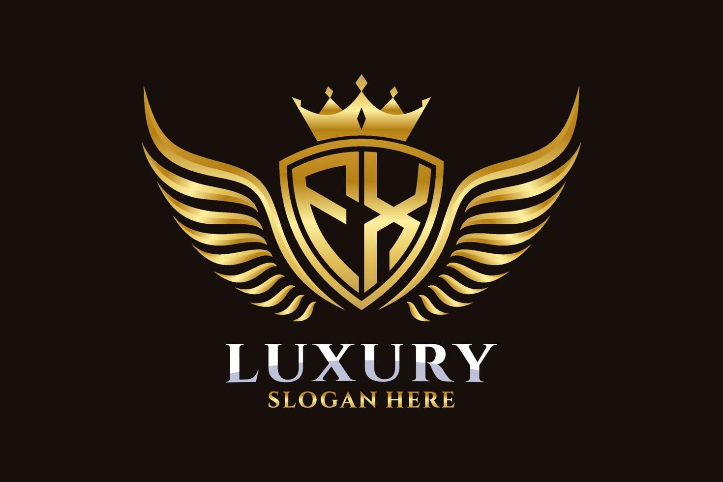 Luxury royal wing Letter FX crest Gold color Logo vector, Victory logo, crest logo, wing logo, vector logo template.
