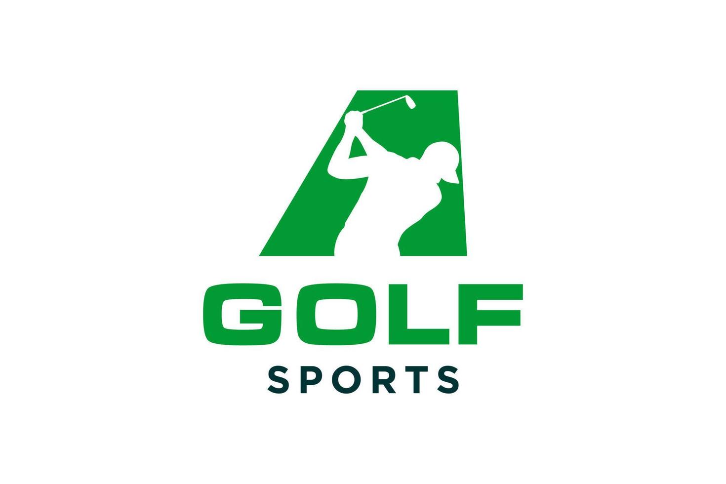 logotipo de icono de letra del alfabeto a para plantilla de vector de diseño de logotipo de golf, etiqueta vectorial de golf, logotipo de campeonato de golf, ilustración, icono creativo, concepto de diseño