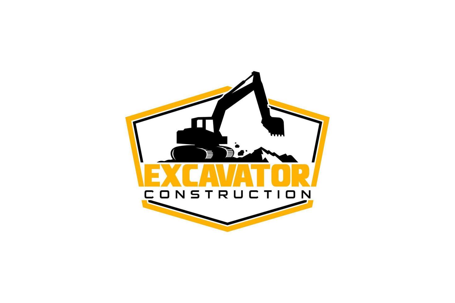 Excavator logo template vector. Heavy equipment logo vector for construction company. Creative excavator illustration for logo template.