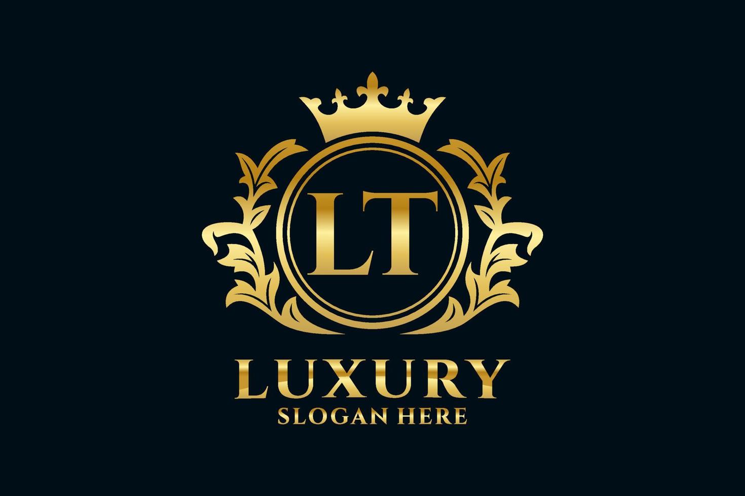Initial LT Letter Royal Luxury Logo template in vector art for luxurious branding projects and other vector illustration.