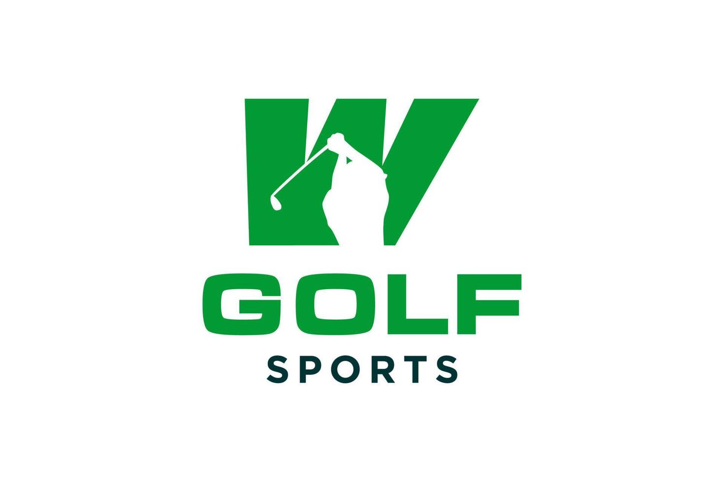 logotipo de icono de letra del alfabeto w para plantilla de vector de diseño de logotipo de golf, etiqueta vectorial de golf, logotipo de campeonato de golf, ilustración, icono creativo, concepto de diseño