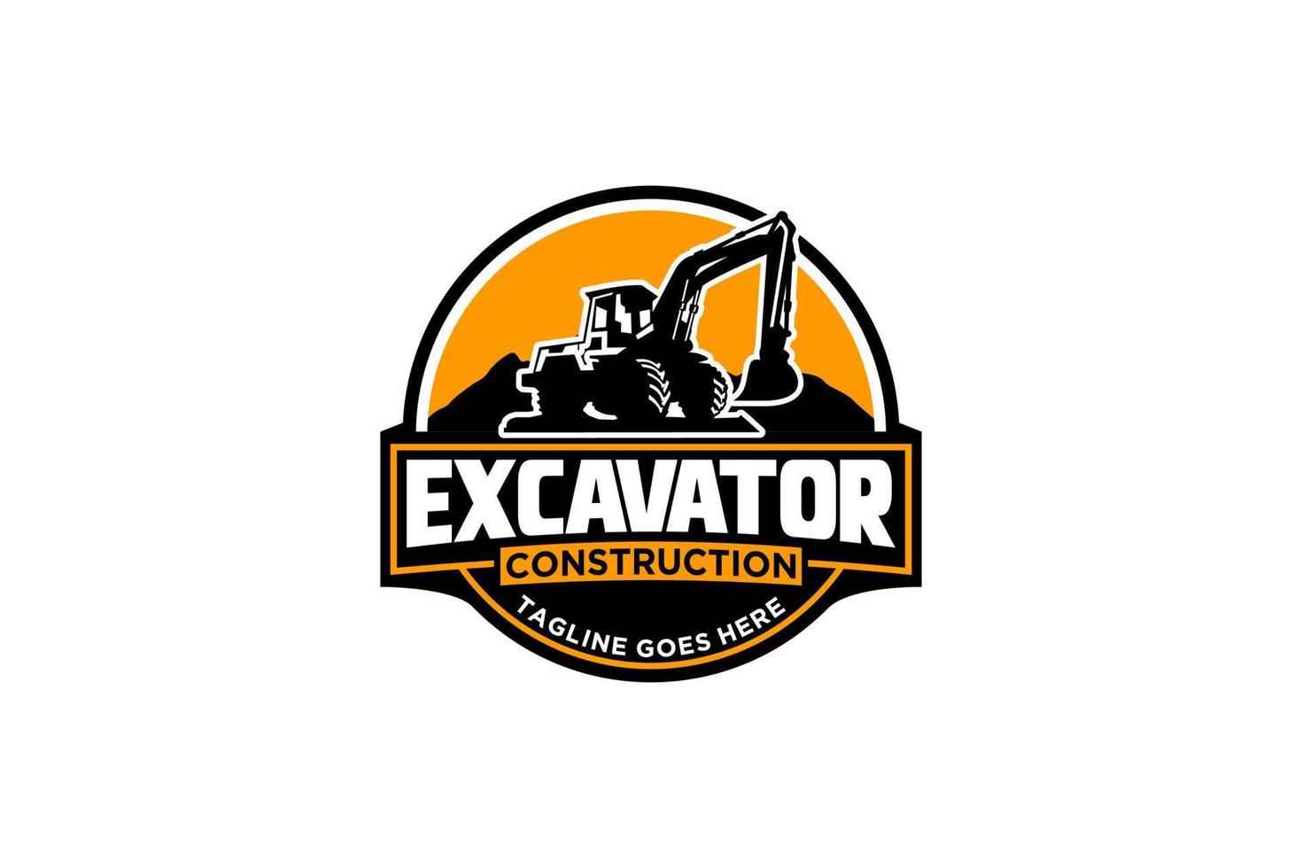 Excavator logo template vector. Heavy equipment logo vector for construction company. Creative excavator illustration for logo template.