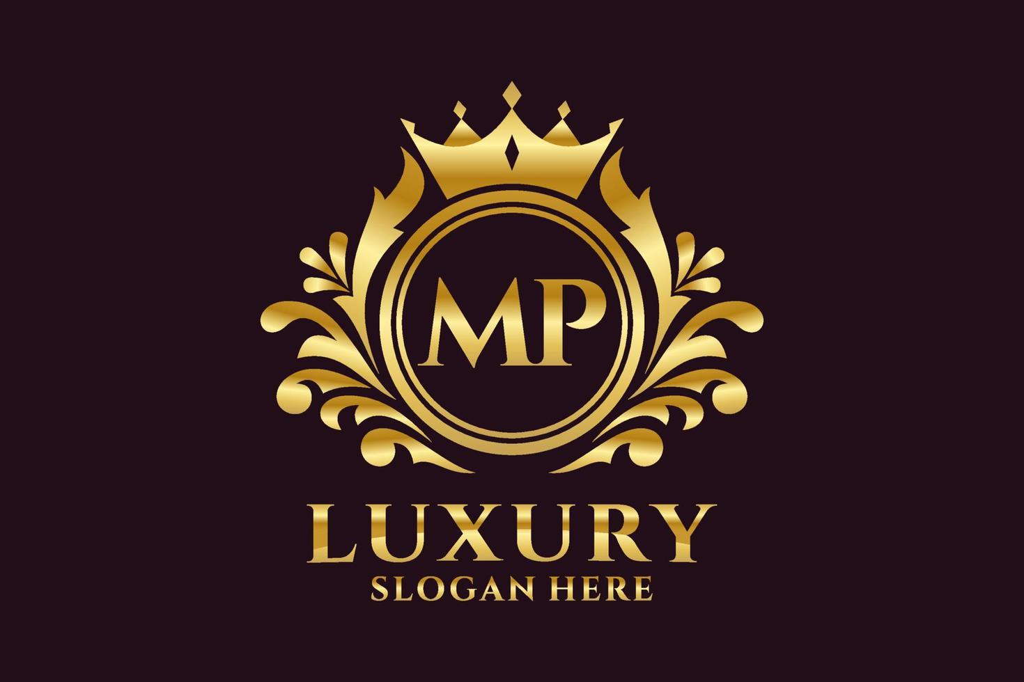 Initial MP Letter Royal Luxury Logo template in vector art for luxurious branding projects and other vector illustration.