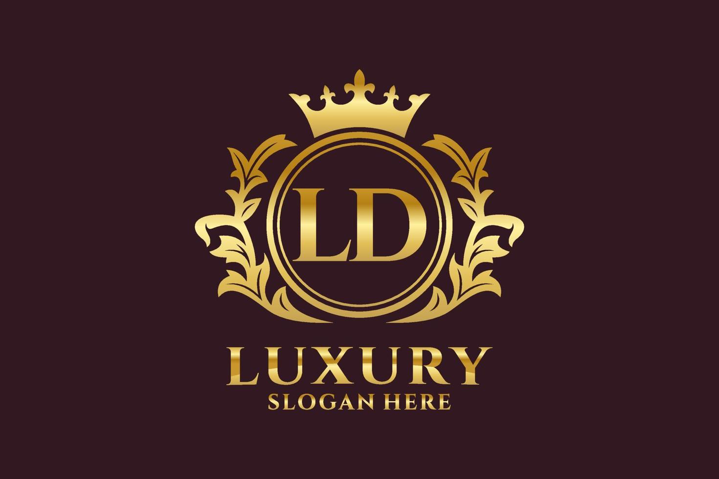 Initial LD Letter Royal Luxury Logo template in vector art for luxurious branding projects and other vector illustration.