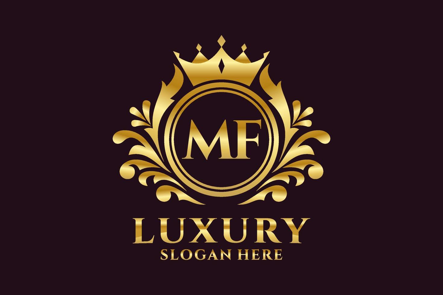 Initial MF Letter Royal Luxury Logo template in vector art for luxurious branding projects and other vector illustration.