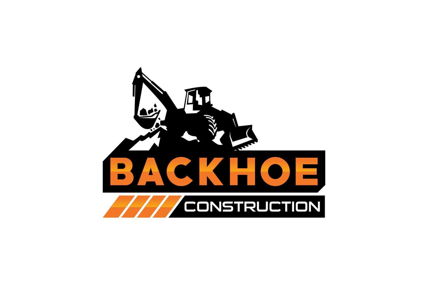 Backhoe logo template vector. Heavy equipment logo vector for construction company. Creative backhoe illustration for logo template.