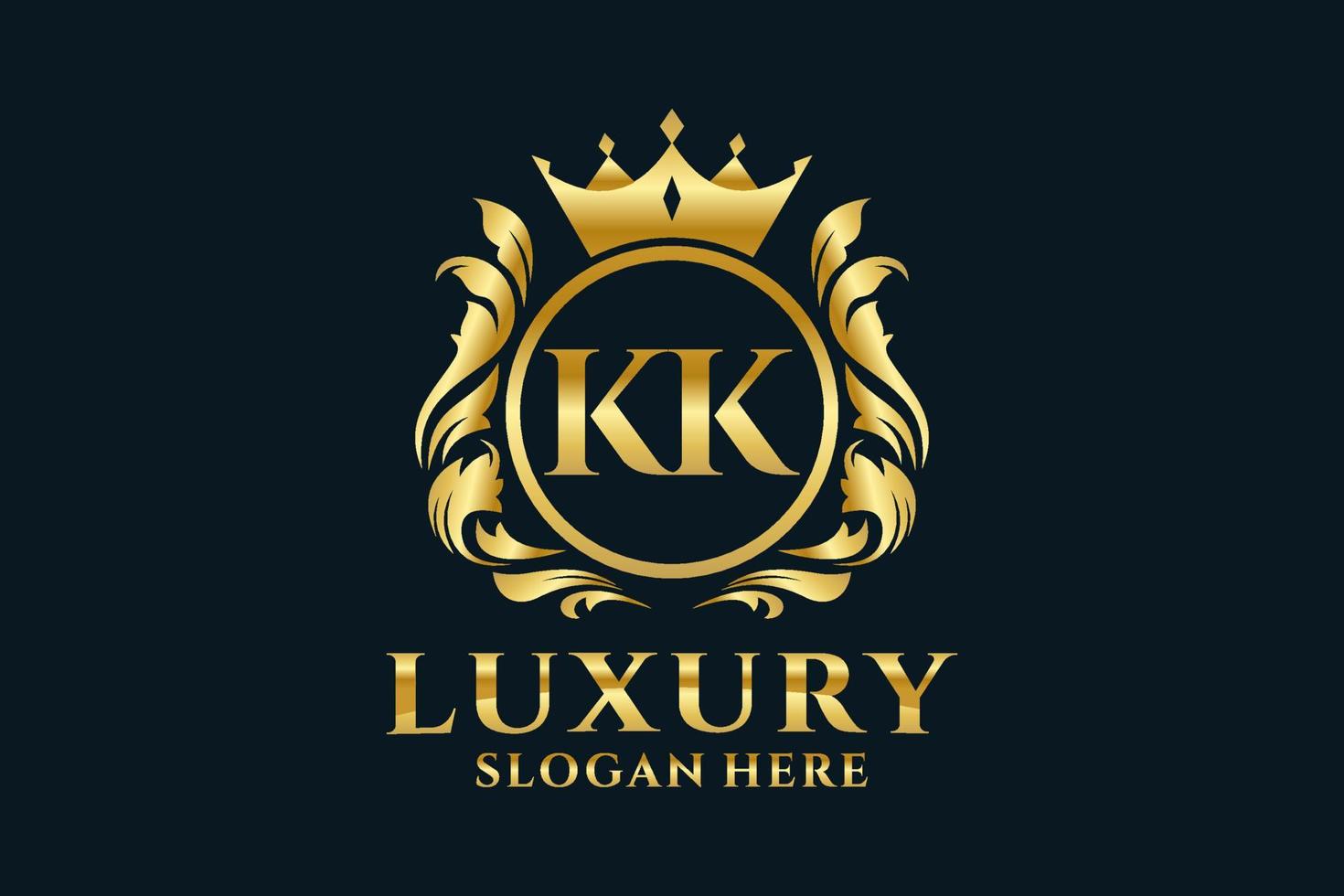 Initial KK Letter Royal Luxury Logo template in vector art for luxurious branding projects and other vector illustration.