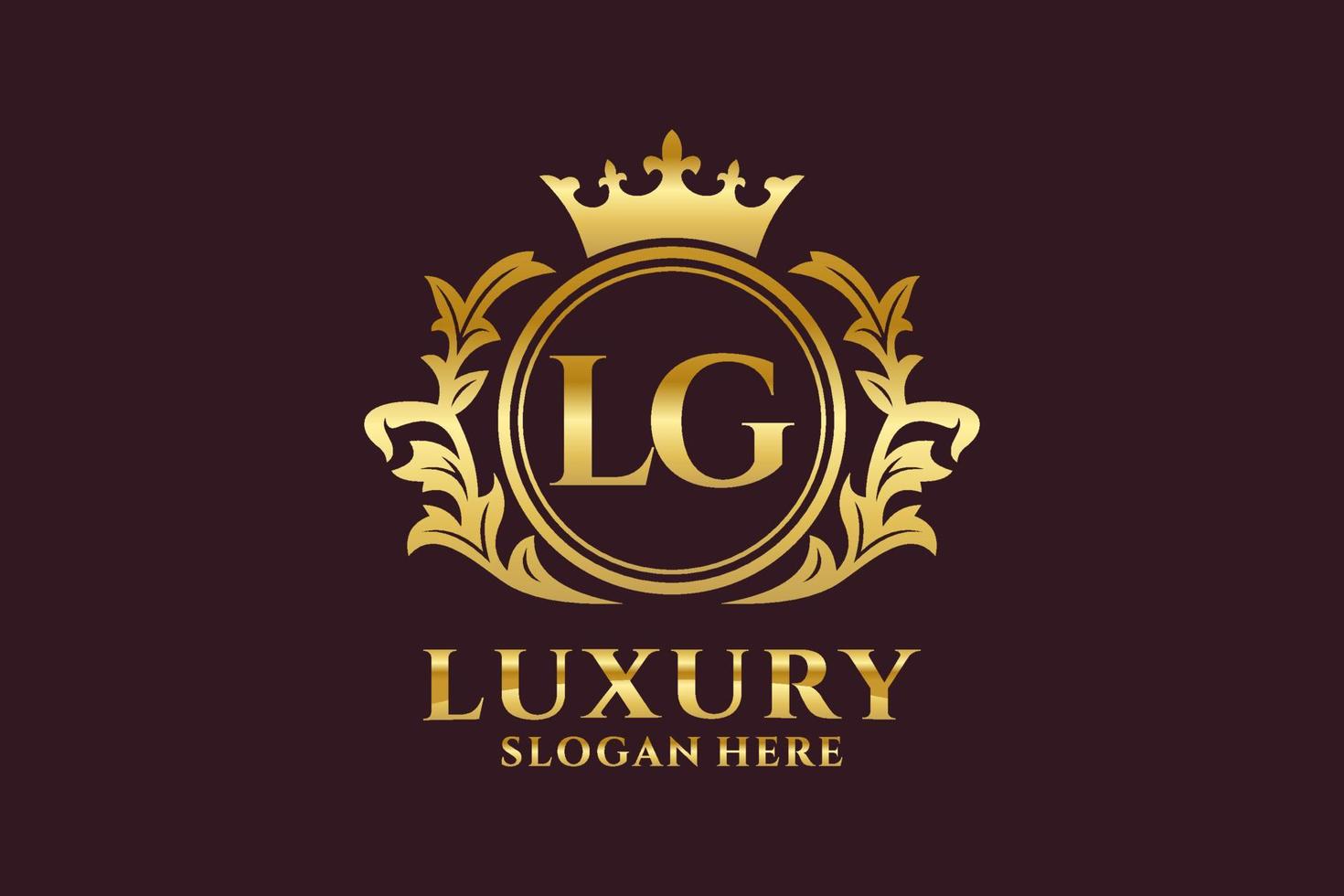Initial LG Letter Royal Luxury Logo template in vector art for luxurious branding projects and other vector illustration.