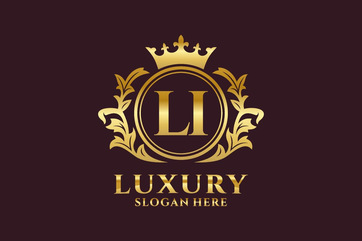 Initial LI Letter Royal Luxury Logo template in vector art for luxurious branding projects and other vector illustration.