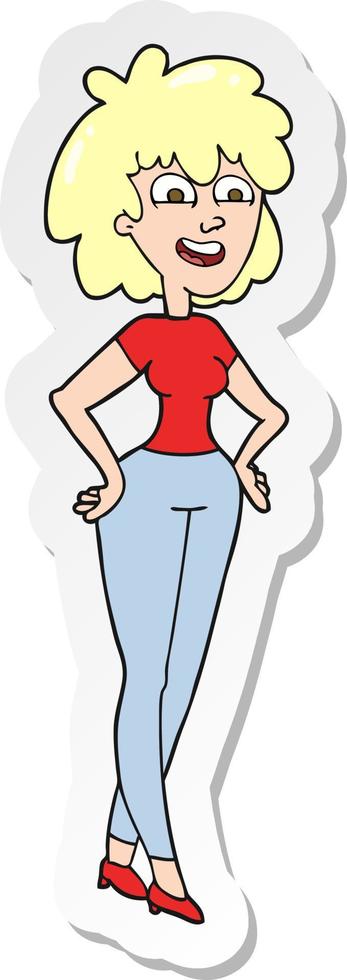 sticker of a cartoon surprised woman vector