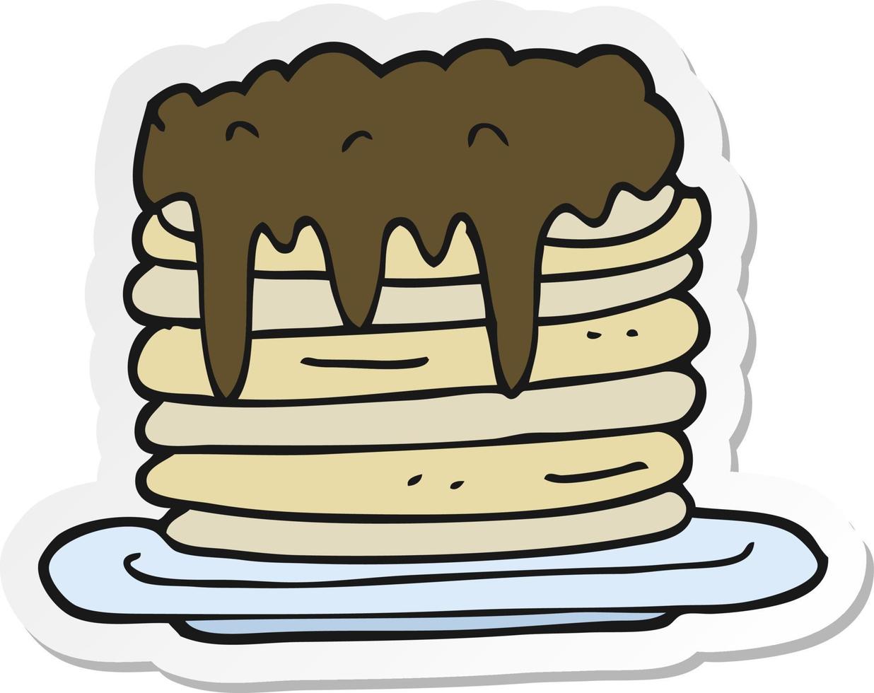sticker of a cartoon pancake stack vector
