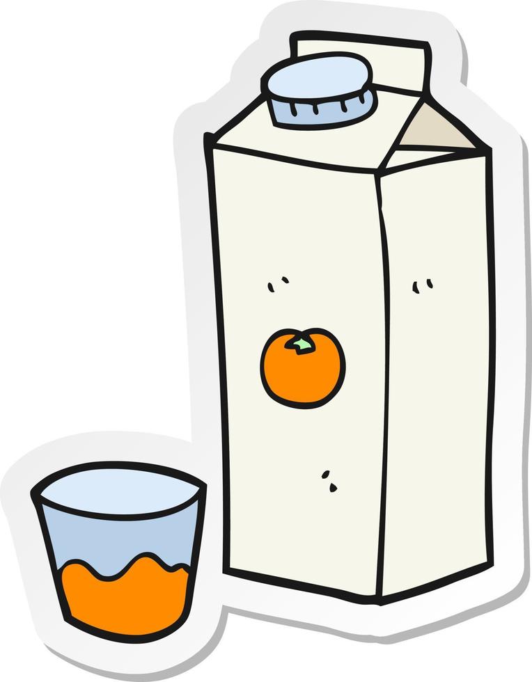 sticker of a cartoon orange juice vector