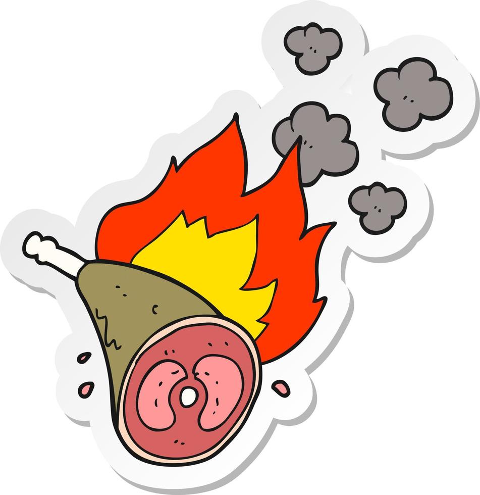 sticker of a cartoon cooking meat vector