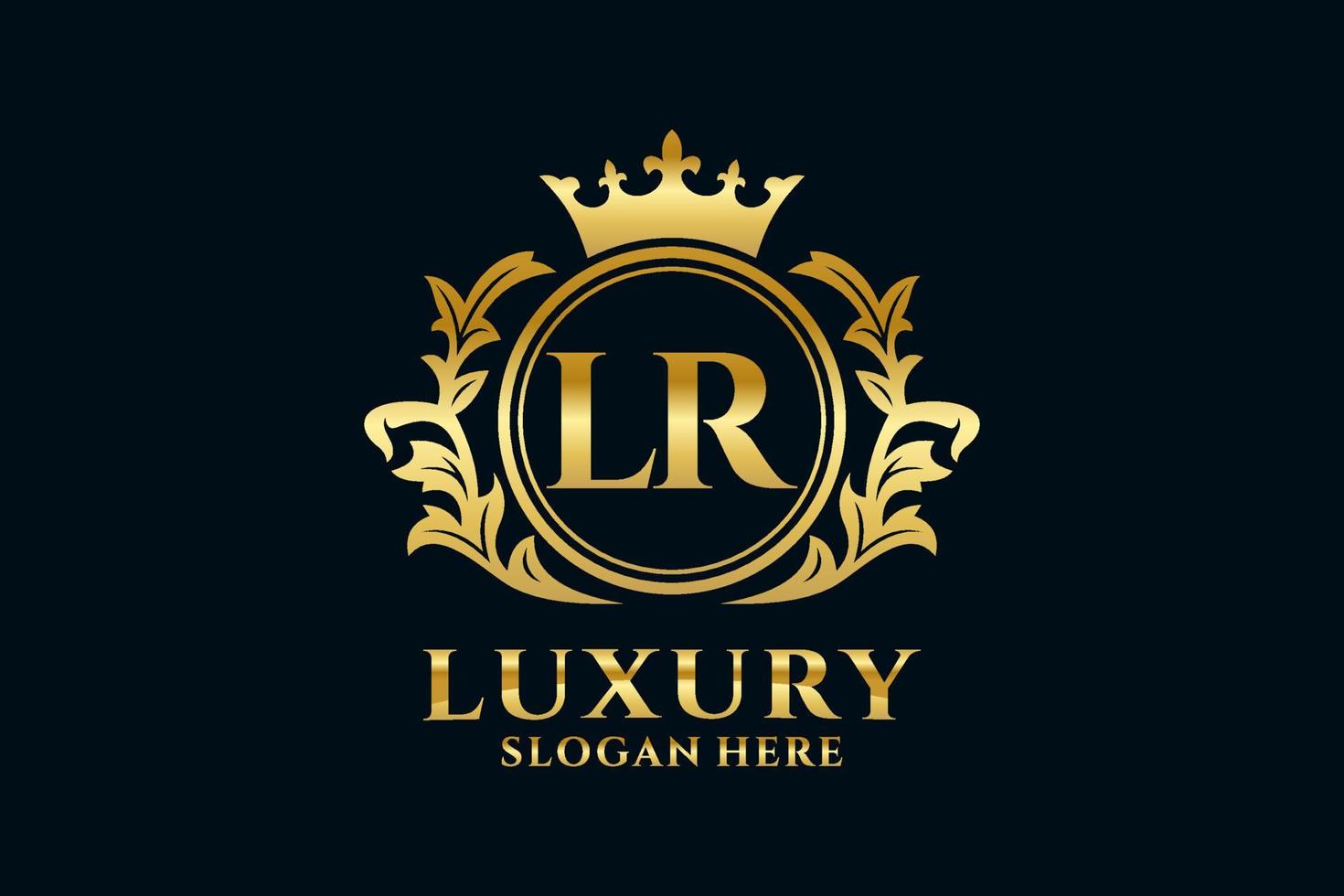 Initial LR Letter Royal Luxury Logo template in vector art for luxurious branding projects and other vector illustration.