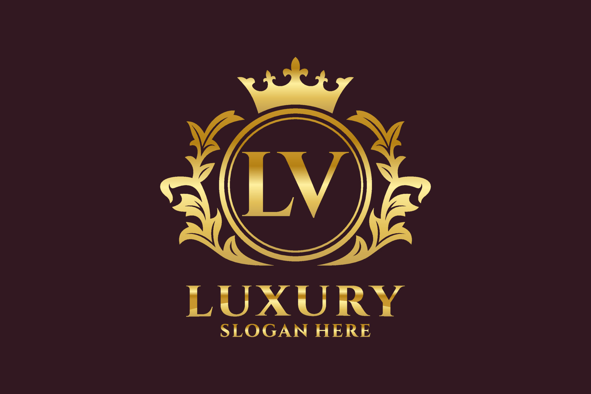 LV Letter Royal Luxury Logo Template In Vector Art For Restaurant
