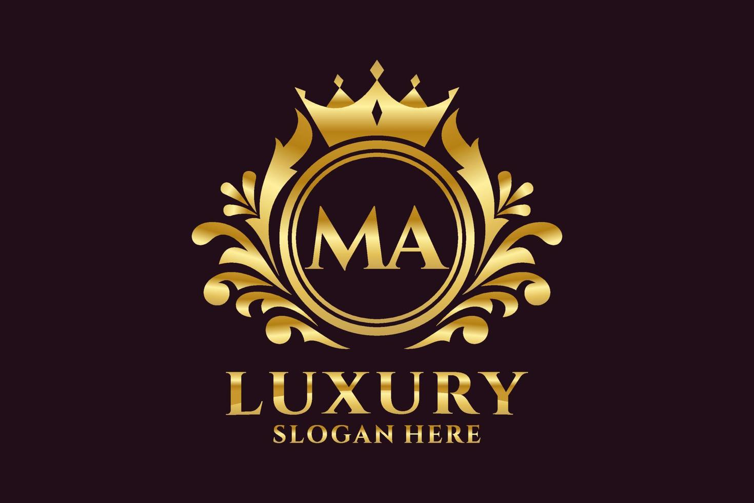 Initial MA Letter Royal Luxury Logo template in vector art for luxurious branding projects and other vector illustration.