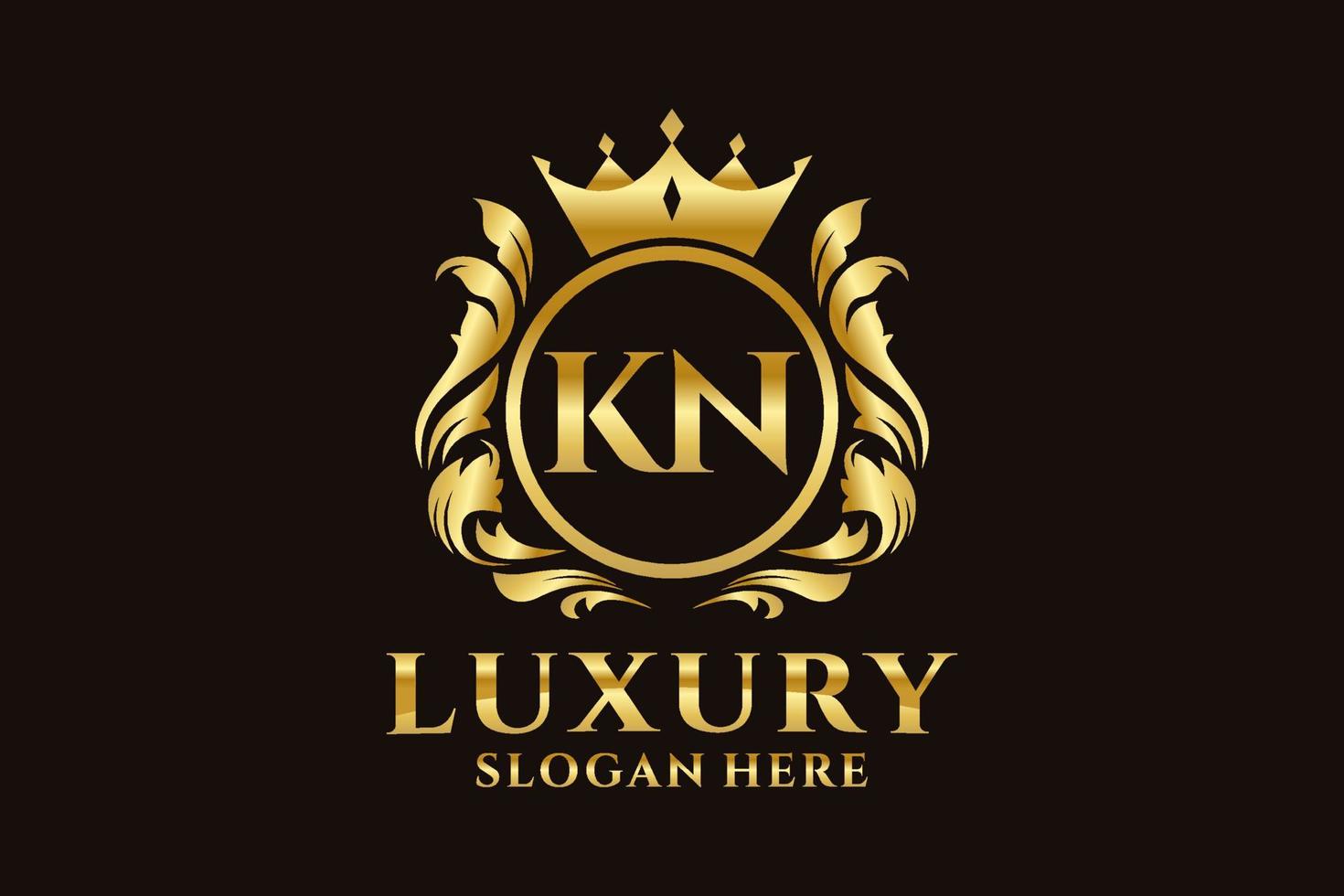 Initial KN Letter Royal Luxury Logo template in vector art for luxurious branding projects and other vector illustration.