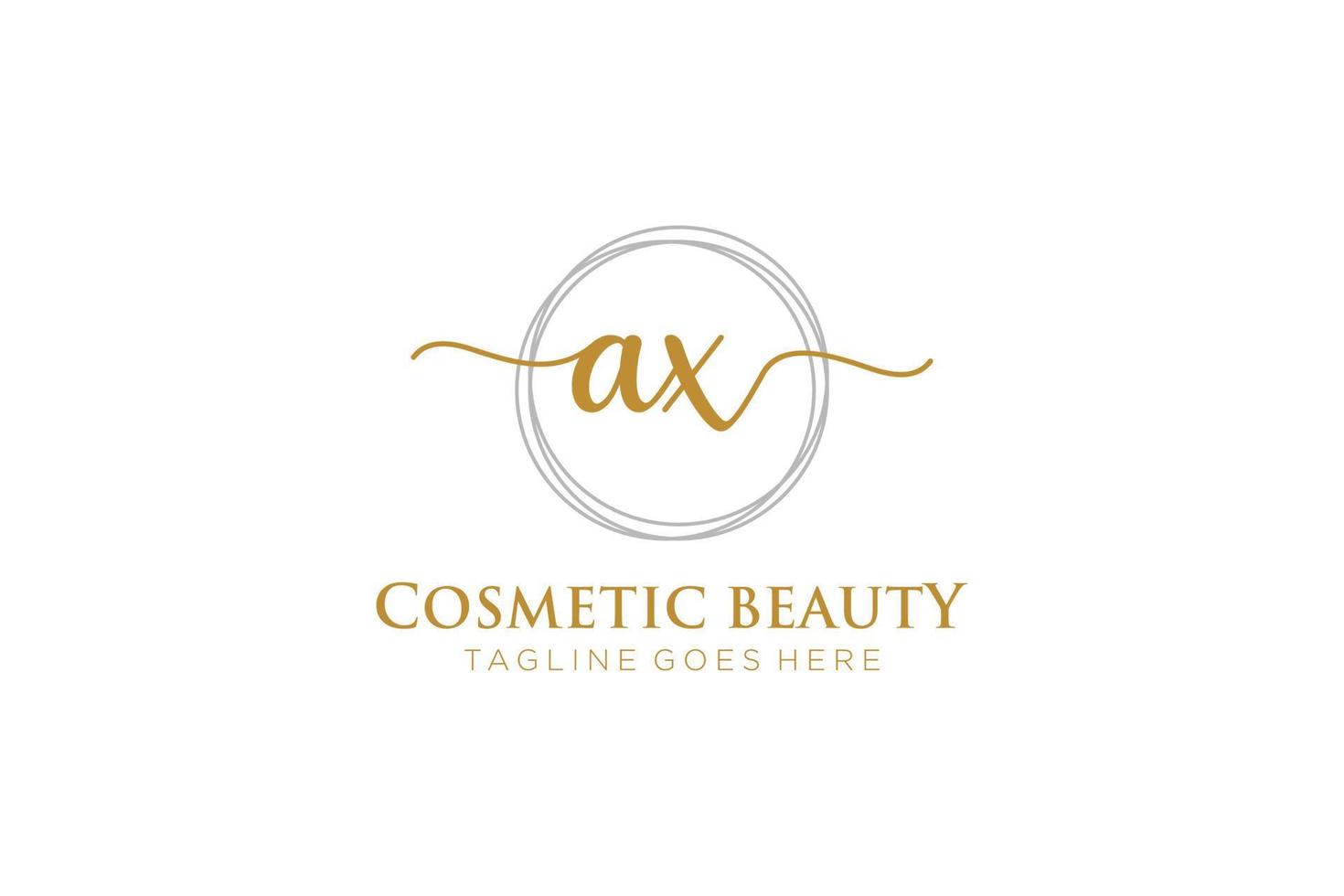 initial AX Feminine logo beauty monogram and elegant logo design, handwriting logo of initial signature, wedding, fashion, floral and botanical with creative template. vector