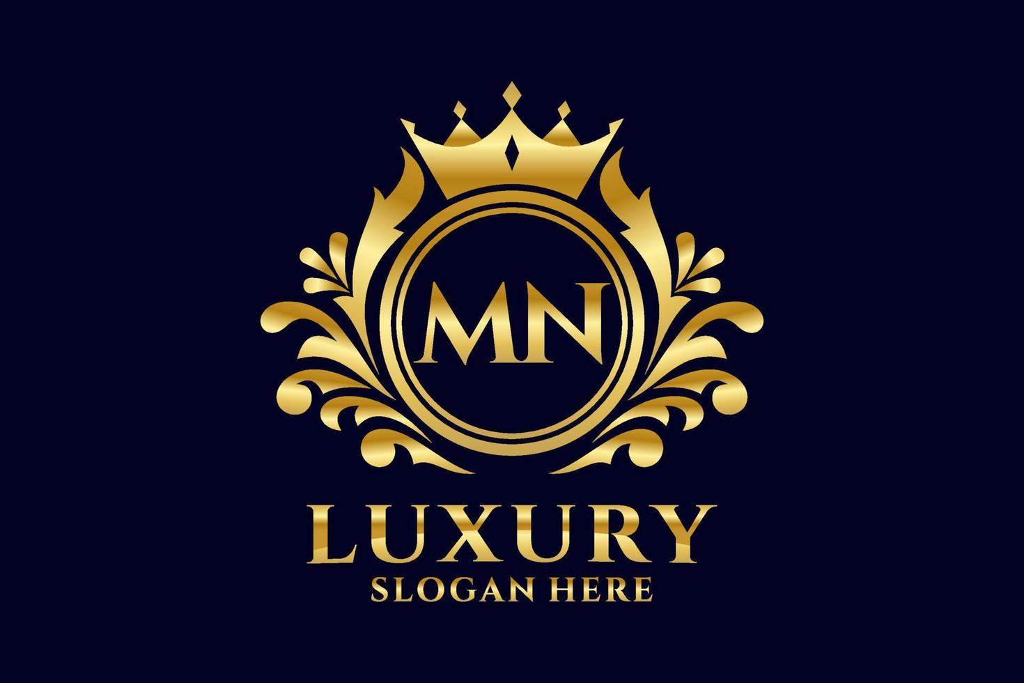 Initial MN Letter Royal Luxury Logo template in vector art for luxurious branding projects and other vector illustration.