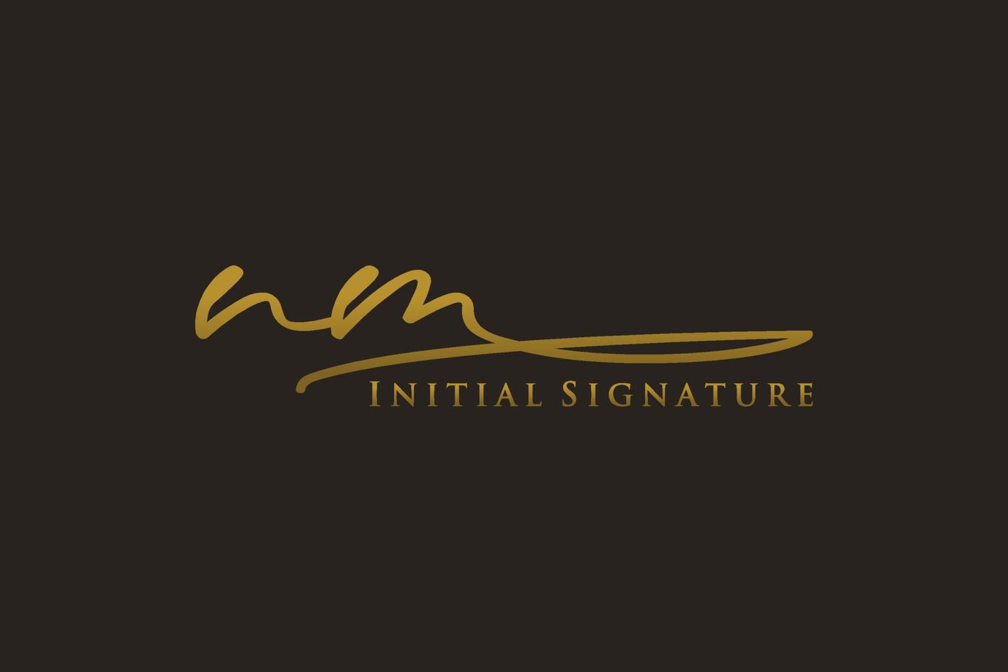 Initial NM Letter Signature Logo Template elegant design logo. Hand drawn Calligraphy lettering Vector illustration.