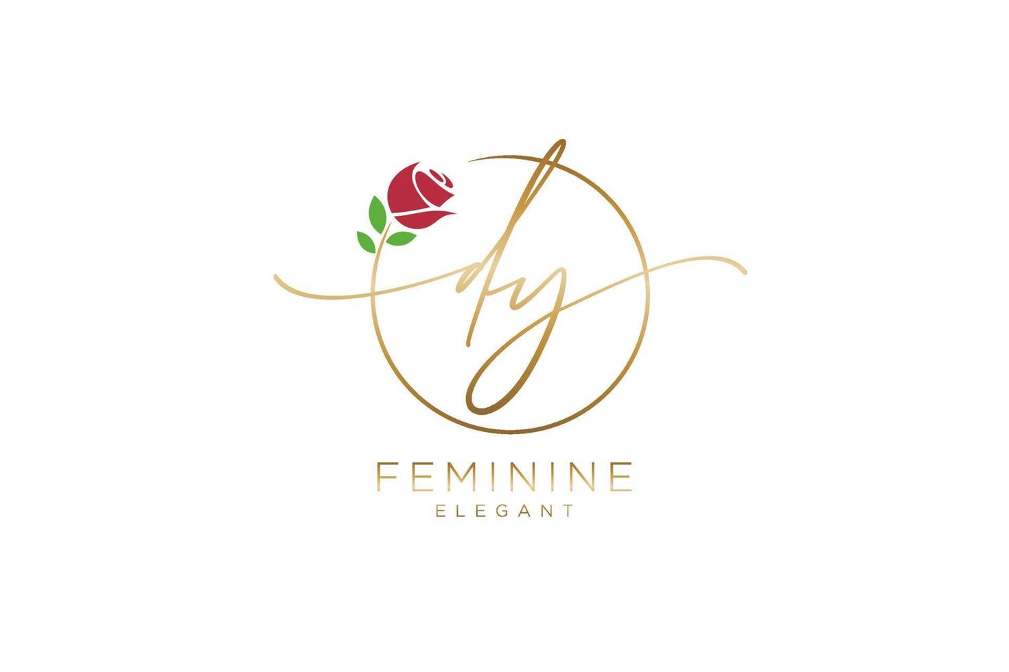 initial DY Feminine logo beauty monogram and elegant logo design, handwriting logo of initial signature, wedding, fashion, floral and botanical with creative template. vector