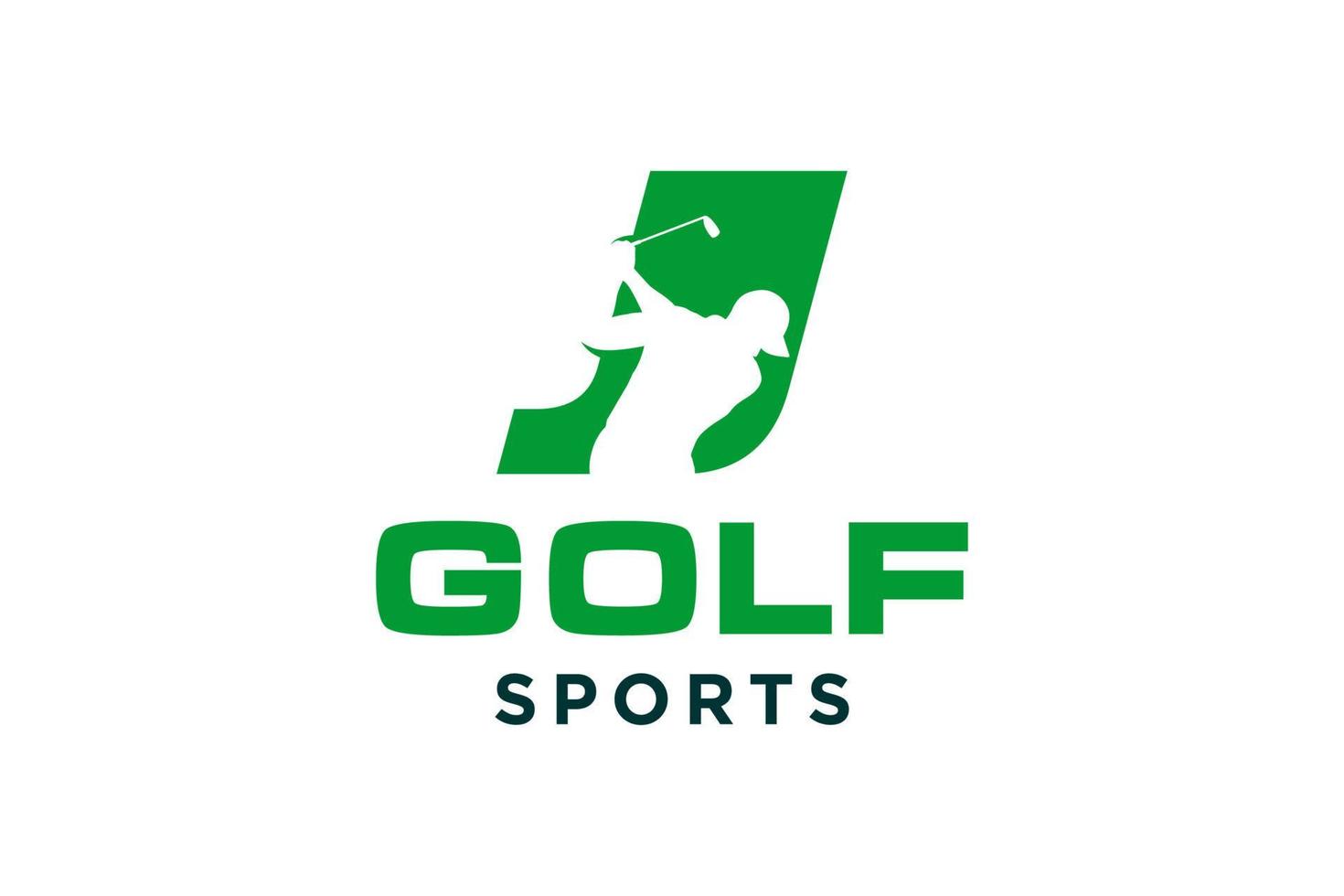 logotipo de icono de letra del alfabeto j para plantilla de vector de diseño de logotipo de golf, etiqueta vectorial de golf, logotipo de campeonato de golf, ilustración, icono creativo, concepto de diseño