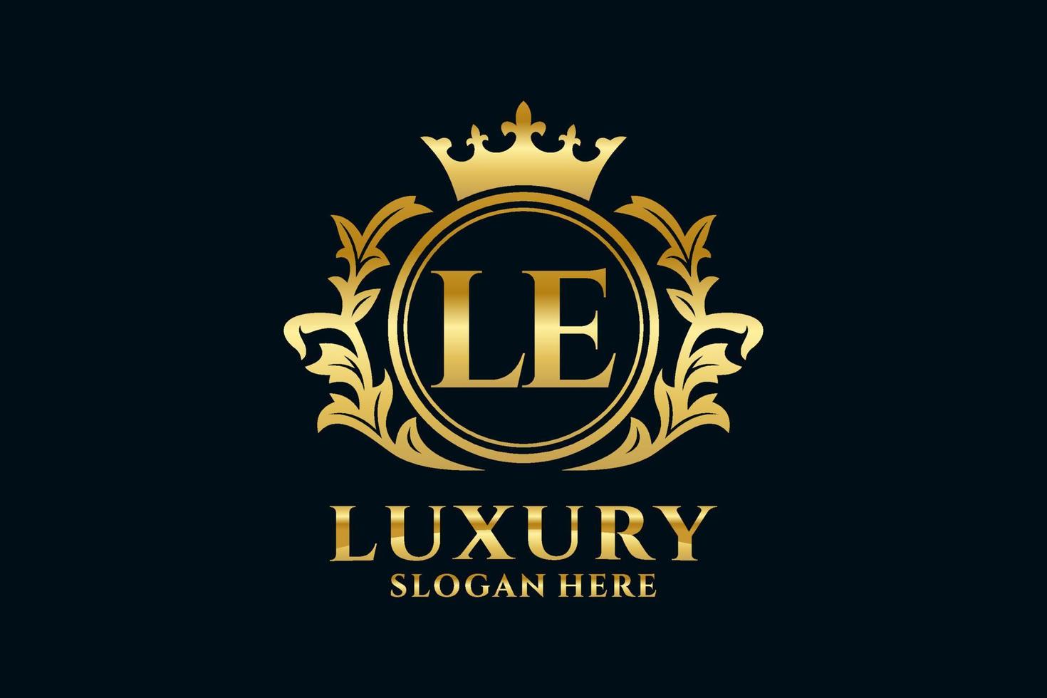 Initial LE Letter Royal Luxury Logo template in vector art for luxurious branding projects and other vector illustration.