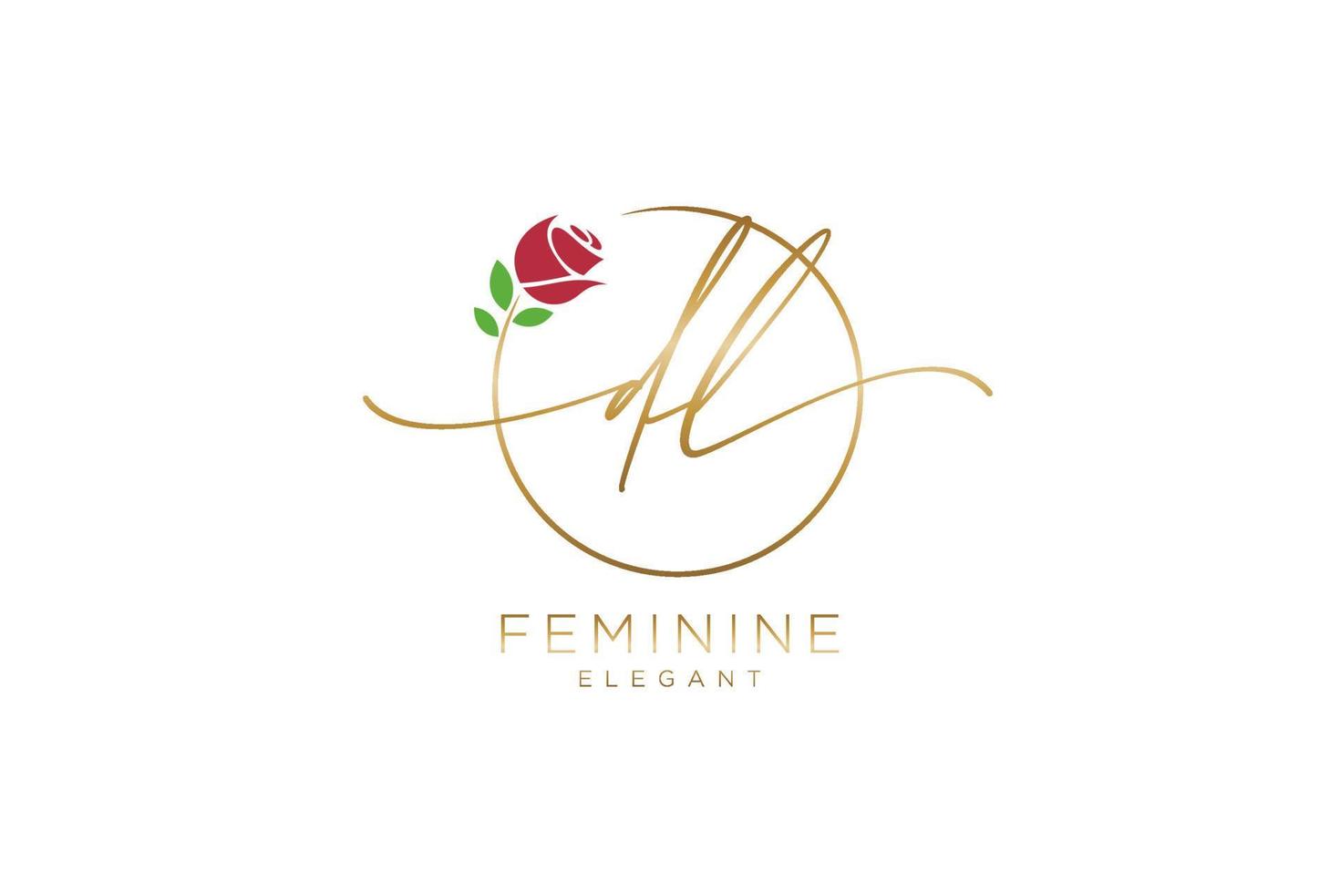 initial DL Feminine logo beauty monogram and elegant logo design, handwriting logo of initial signature, wedding, fashion, floral and botanical with creative template. vector