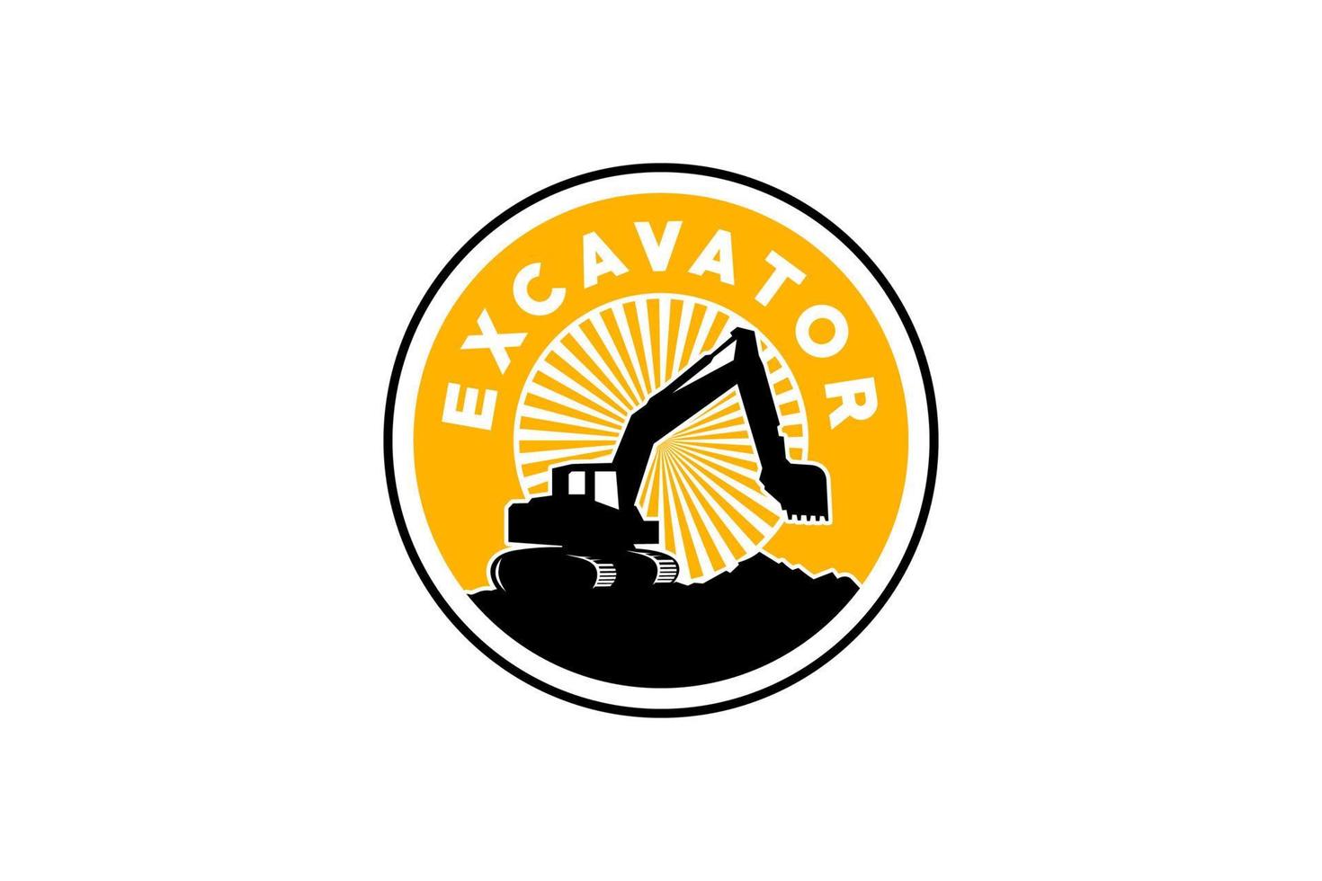 Excavator logo template vector. Heavy equipment logo vector for construction company. Creative excavator illustration for logo template.