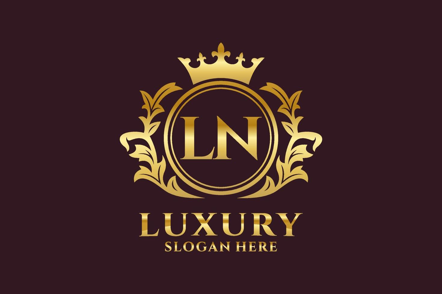 Initial LN Letter Royal Luxury Logo template in vector art for luxurious branding projects and other vector illustration.