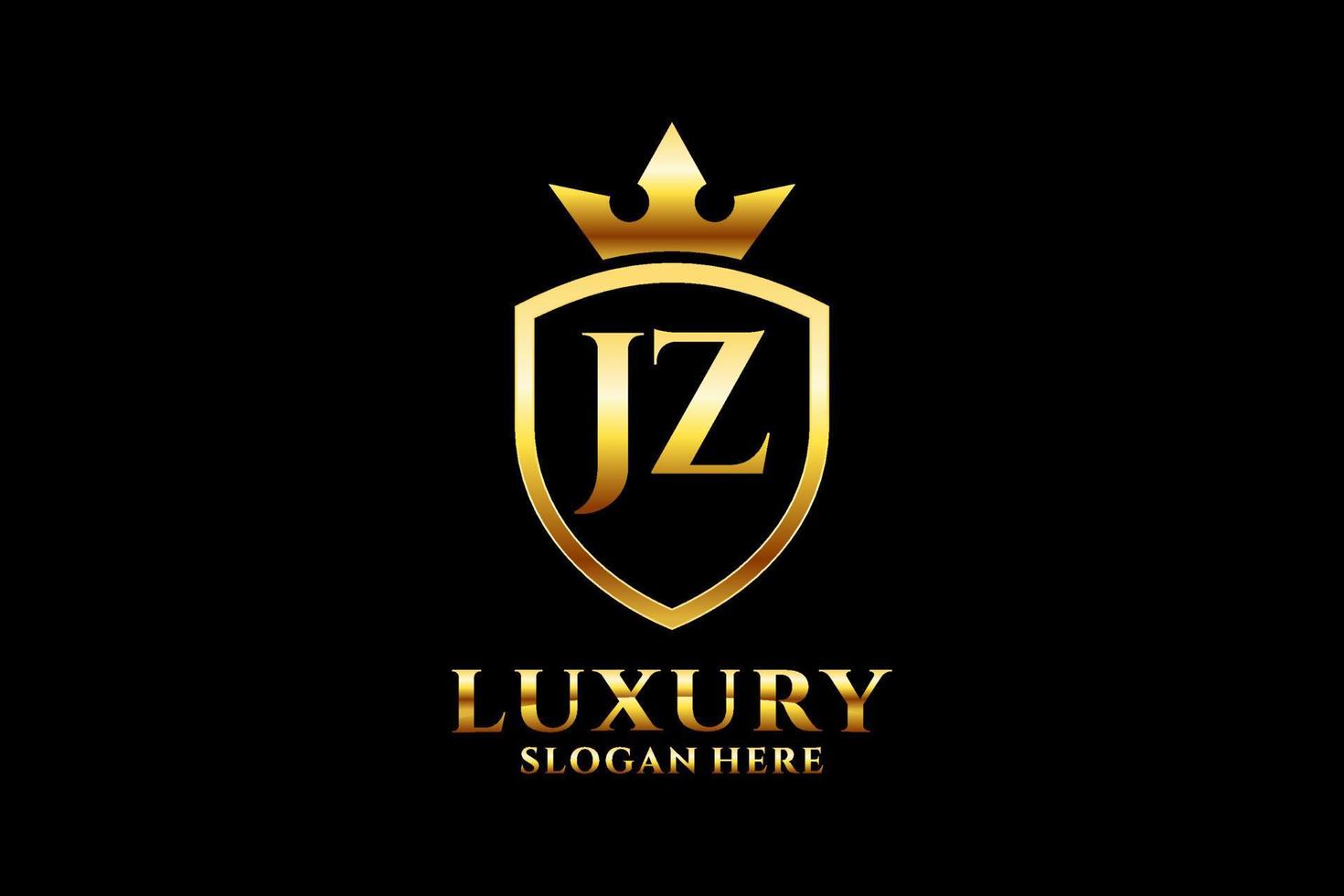 initial JZ elegant luxury monogram logo or badge template with scrolls and royal crown - perfect for luxurious branding projects vector