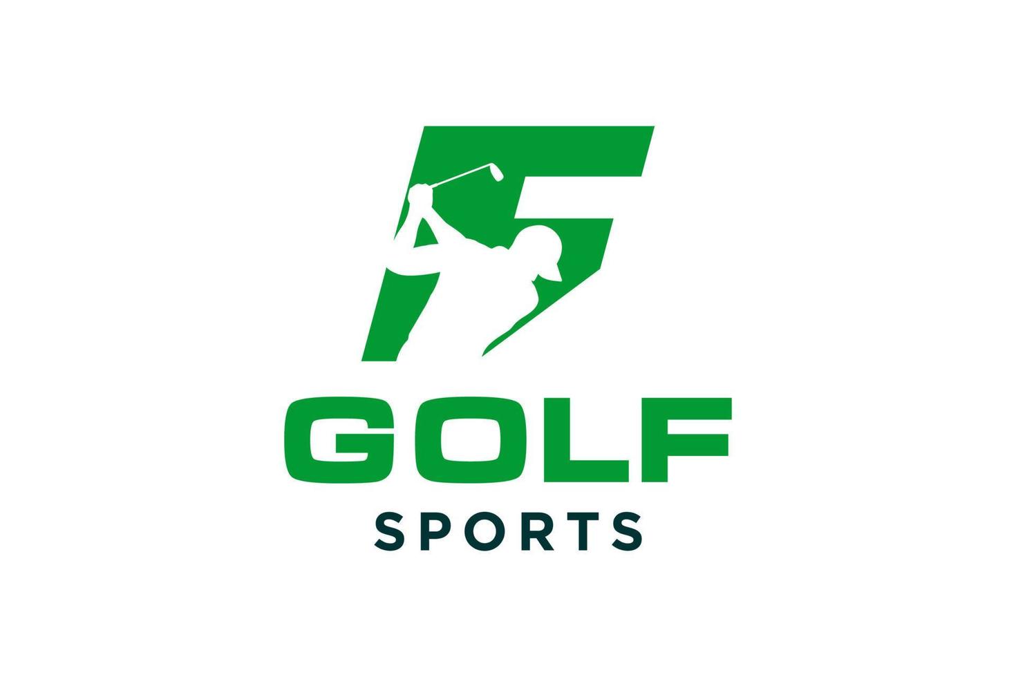 logotipo de icono de letra del alfabeto f para plantilla de vector de diseño de logotipo de golf, etiqueta vectorial de golf, logotipo de campeonato de golf, ilustración, icono creativo, concepto de diseño